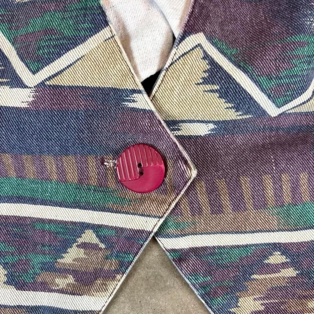 Vintage 90s Stampede multicoloured aztec vest Men's Size Medium - Picture 3 of 7